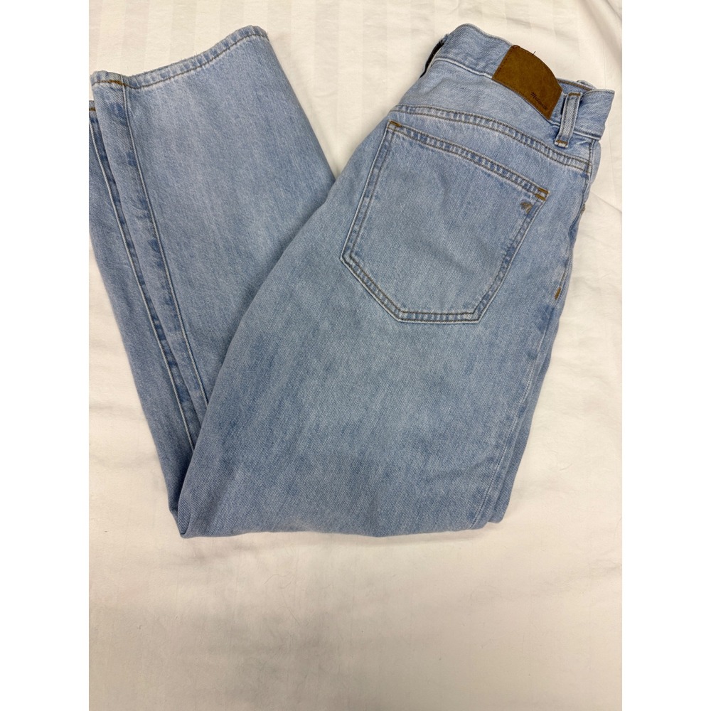 Madewell 90s Straight Crop Jeans Light Wash Distressed Size 28 High Rise Denim